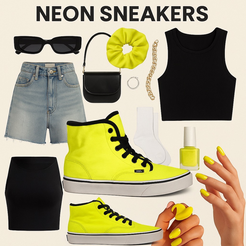 🔥 Neon Yellow Vans High Tops | Y2K Streetwear